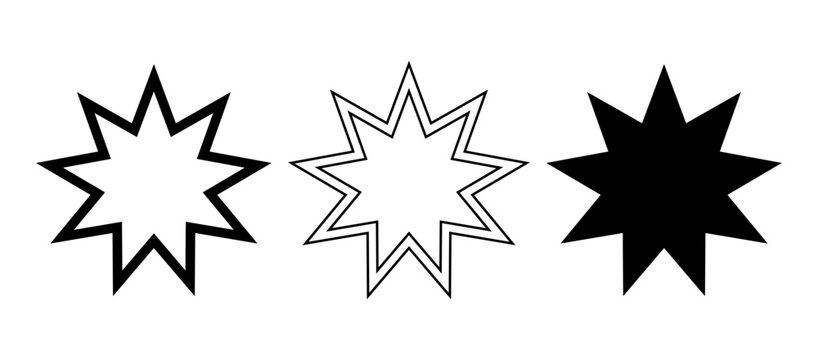 nine pointed star bahai symbol set 