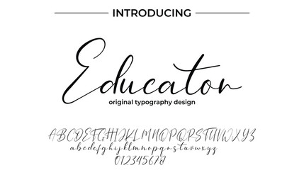 Educator Font Stylish brush painted an uppercase vector letters, alphabet, typeface
