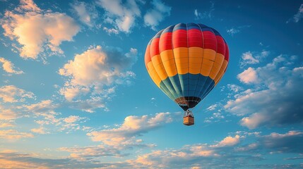 Obraz premium Vibrant Hot Air Balloon Against a Scenic Sky