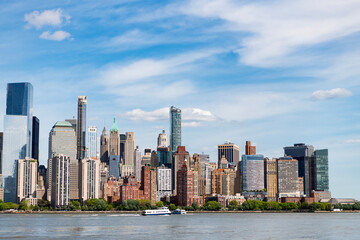 Naklejka premium New York City urban architecture. New York City metropolis. New York City in USA. Streets of New York City. Lower Manhattan skyline. New Jersey. Downtown Manhattan.