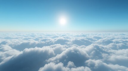 Naklejka premium A breathtaking skyscape above the clouds, with a vivid blue sky