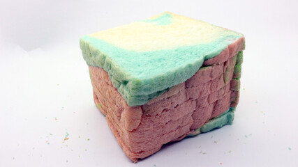 Sliced rainbow bread isolated