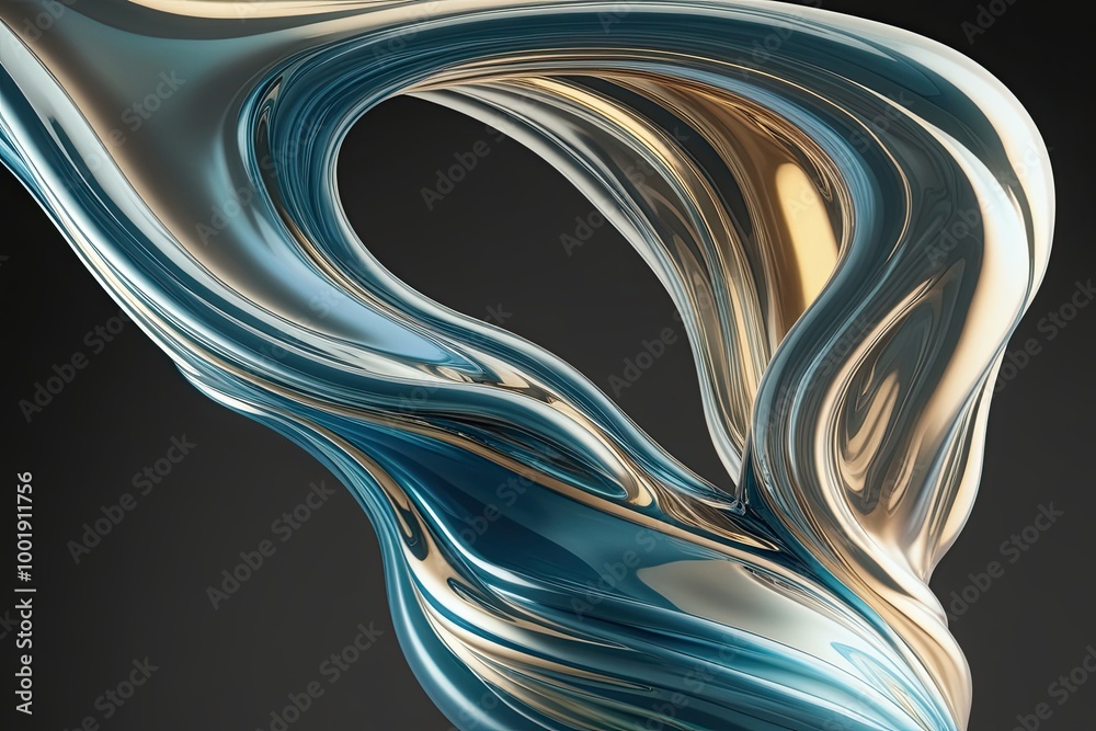 Fototapete dynamic three-dimensional organic structure with fluid shimmering colors