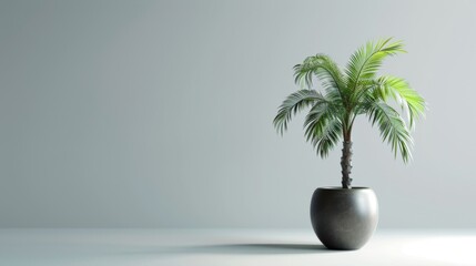 Fototapeta premium Minimalist 3D Coconut Tree in Simple Pot