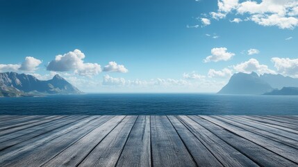 View from a wooden platform, with the ocean stretching endlessly ahead
