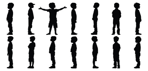 Kid silhouettes set, child pack of vector silhouette design, isolated background