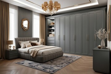 Stylish Grey Wardrobe for Luxurious Modern Bedroom Storage Solutions