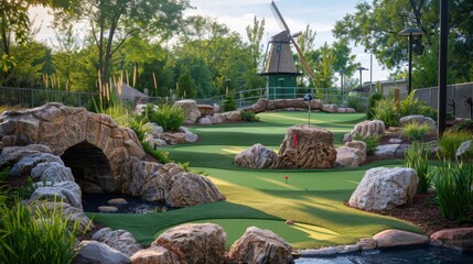 Miniature Golf: A charming course designed for all ages, featuring whimsical obstacles such as bridges and windmills, offering fun challenges for families.
