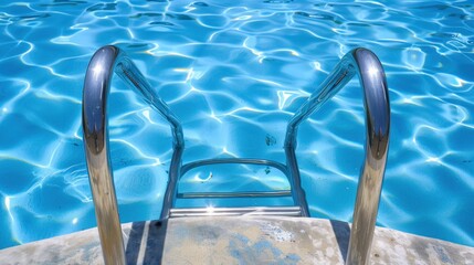 Pool Ladder: Metal rungs attached to the pool walls, allowing swimmers to easily enter and exit the water, featuring smooth grips for added safety.
