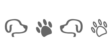 dog head and paw icon vector logo design,paw logo design,symbol,paw icon that can be edited
