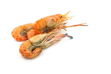 Grilled shrimp on a white background. Seafood. Natural symptoms