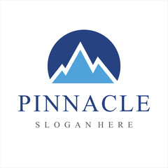 modern pinnacle peak mountain logo design vector template