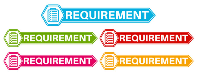 set banner Requirement icon sign.  job Required symbol labels design vector illustration
