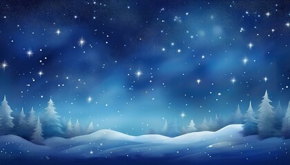 Naklejka premium 雪が舞うナイトスカイと輝く星々の背景Night sky with falling snow and shining stars background