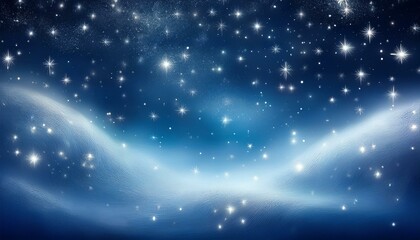 Obraz premium 雪が舞うナイトスカイと輝く星々の背景Night sky with falling snow and shining stars background