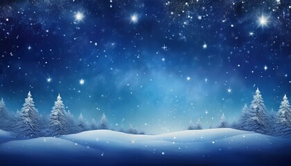 雪が舞うナイトスカイと輝く星々の背景Night sky with falling snow and shining stars background