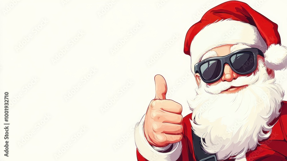 Canvas Prints experience the fun side of the season with a vibrant d illustration of a sporty santa giving a thumb