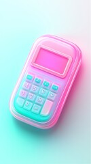 Obraz premium A colorful, translucent calculator with a retro design, blending pink and blue hues.