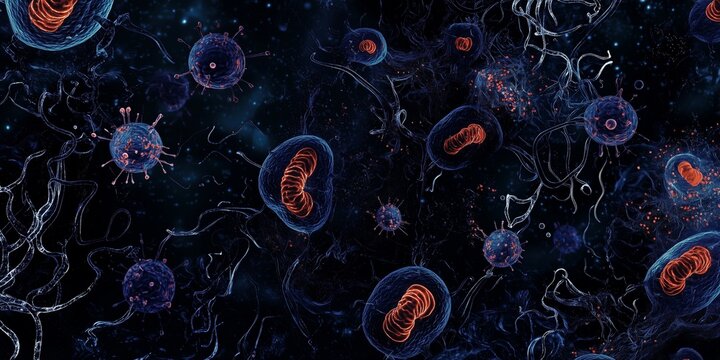 Digital Macro Shot of Pathogenic Cells in Detail