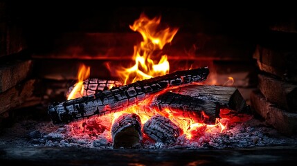 Fototapeta premium wood fire, fire color is pure red with surrounding background