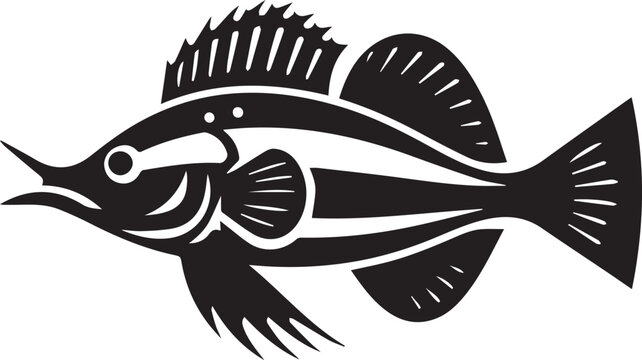 recommend clip art: Archerfish silhouette vector icon black and white