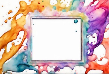 Abstract Colorful Paint Splashes Frame Background