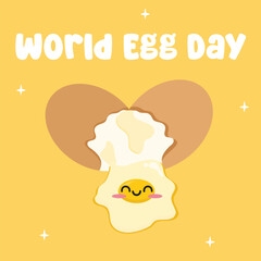 World Egg Day. Suitable for flat design graphic illustration for template social media post, flyer design, flat illustration, banner, poster, greeting card, etc