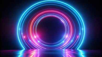 Naklejka premium Abstract neon light streaks background with circular motion path, neon, light, streaks, abstract, background, 4k, animation