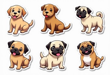 Fototapeta premium Pawsome Dog Illustrations: From Labs to Bulldogs - Custom Stickers & Logos for Pet Shops, Animal Rescues & Canine Events 
