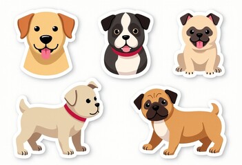 Fototapeta premium Charming Canine Illustrations: Labrador to Bulldog - Custom Stickers & Logos for Pet Businesses, Shelters & Dog Events 