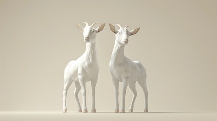 Minimalist 3D Goats in Clean Design