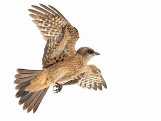 Obraz premium A Brown Bird In Flight Isolated On White