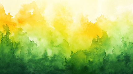Fototapeta premium Charming Spring Watercolor Background Featuring Bright Yellow and Lush Green Tones