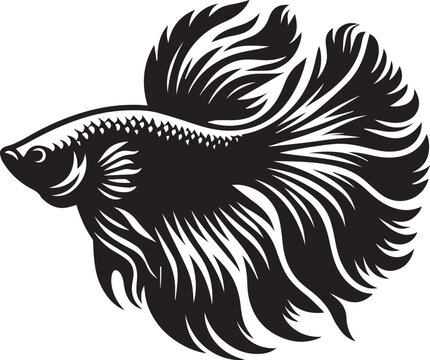 recommend clip art: Betta silhouette vector black and white