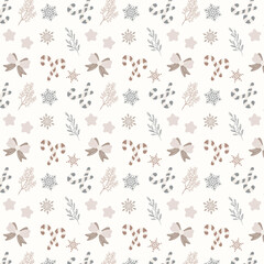 Graphic collection of scandinavian christmas with seamless pattern