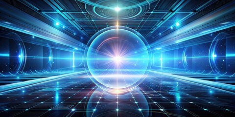 Obraz premium Futuristic shape abstract background , technology, design, geometric, digital, innovation, science fiction, colorful, modern