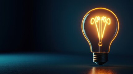 A glowing light bulb with intricate filament design, symbolizing ideas and innovation.