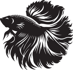 Betta silhouette vector black and white