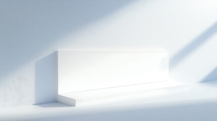 Obraz premium Minimalist white podium with sunlight shadow in empty room for product display.