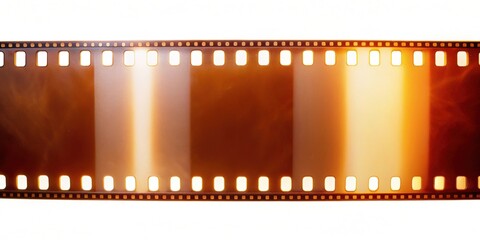 Close up view of 35mm negative filmstrip with dynamic scanning light interferences, 35mm, negative, filmstrip