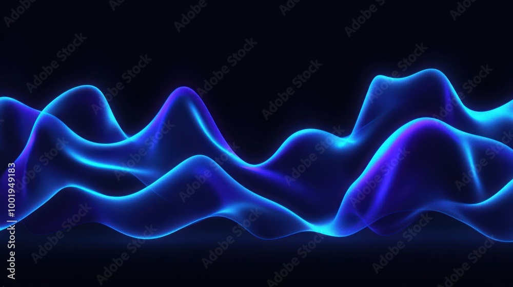 Canvas Prints A vibrant abstract wave design with glowing blue and purple light effects.