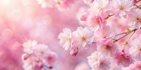Fototapeta premium Soft pink blossom phone wallpaper with delicate petals and a dreamy aesthetic, pastel, floral, background, spring, girly
