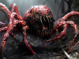Red Spider Monster - Creepy Arachnid Creature Design