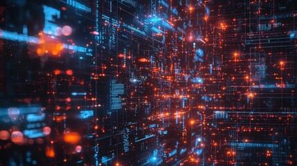 Obraz premium Abstract Digital Network with Glowing Nodes and Lines