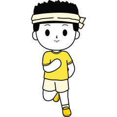 a vector of a kid jogging in yellow theme