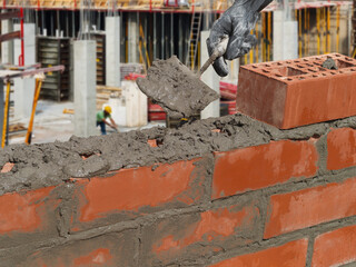 brick wall with a red brick wall.