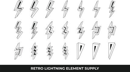 Set Retro Lightning Bolt Designs.