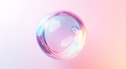 Obraz premium 3D render of an abstract glass sphere with a gradient background