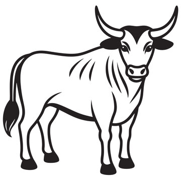 recommend clip art: Bull line art silhouette vector illustration