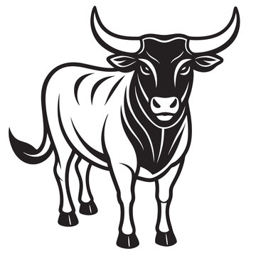 recommend clip art: Bull line art silhouette vector illustration